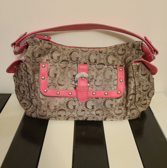 Guess Handbags - Brown and pink Guess shoulder purse